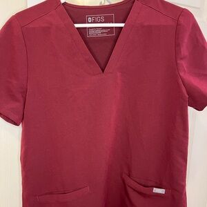 Figs Technical Collection Burgundy Scrub Top
